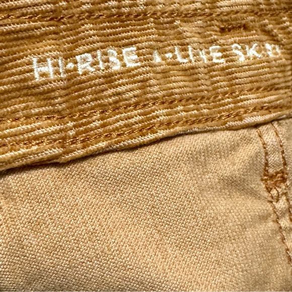 American Eagle High Rise A Line Corduroy Y2K Button Front Belted Tie Waist Skirt - Picture 8 of 9